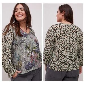 Anthropologie Blank London Sibley Elephant Animal Print Mock Neck Top Small
